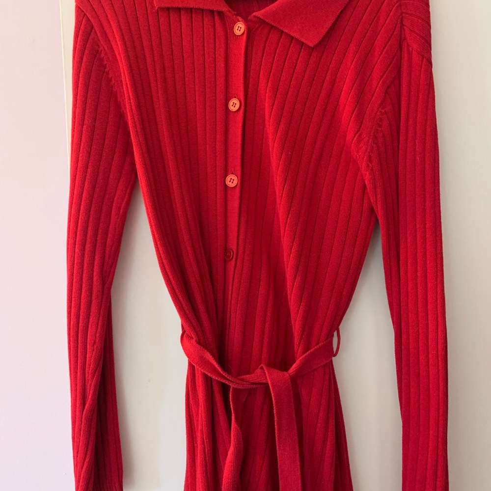 KB Collections Red Button Down Sweater, M